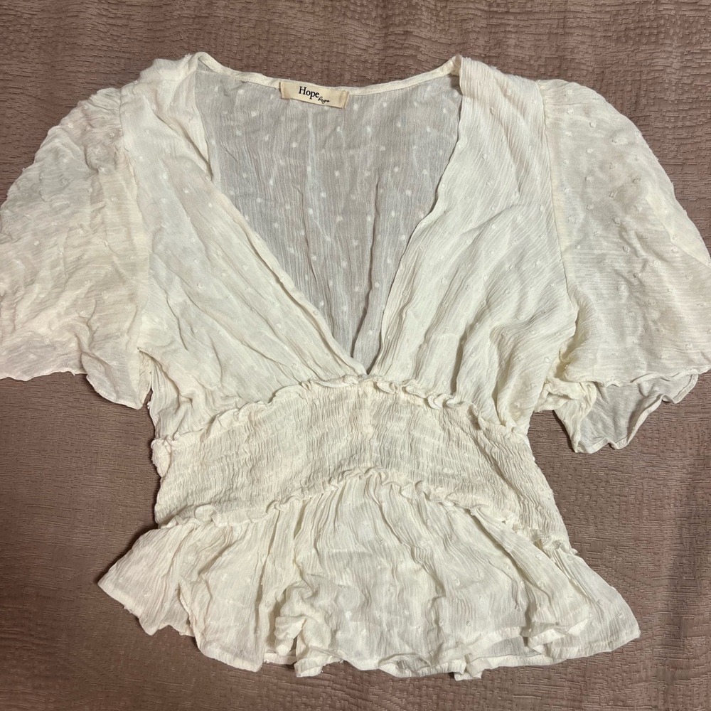 White babydoll polka dot blouse